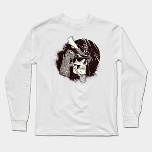 Samurai Skull in Helmet Long Sleeve T-Shirt